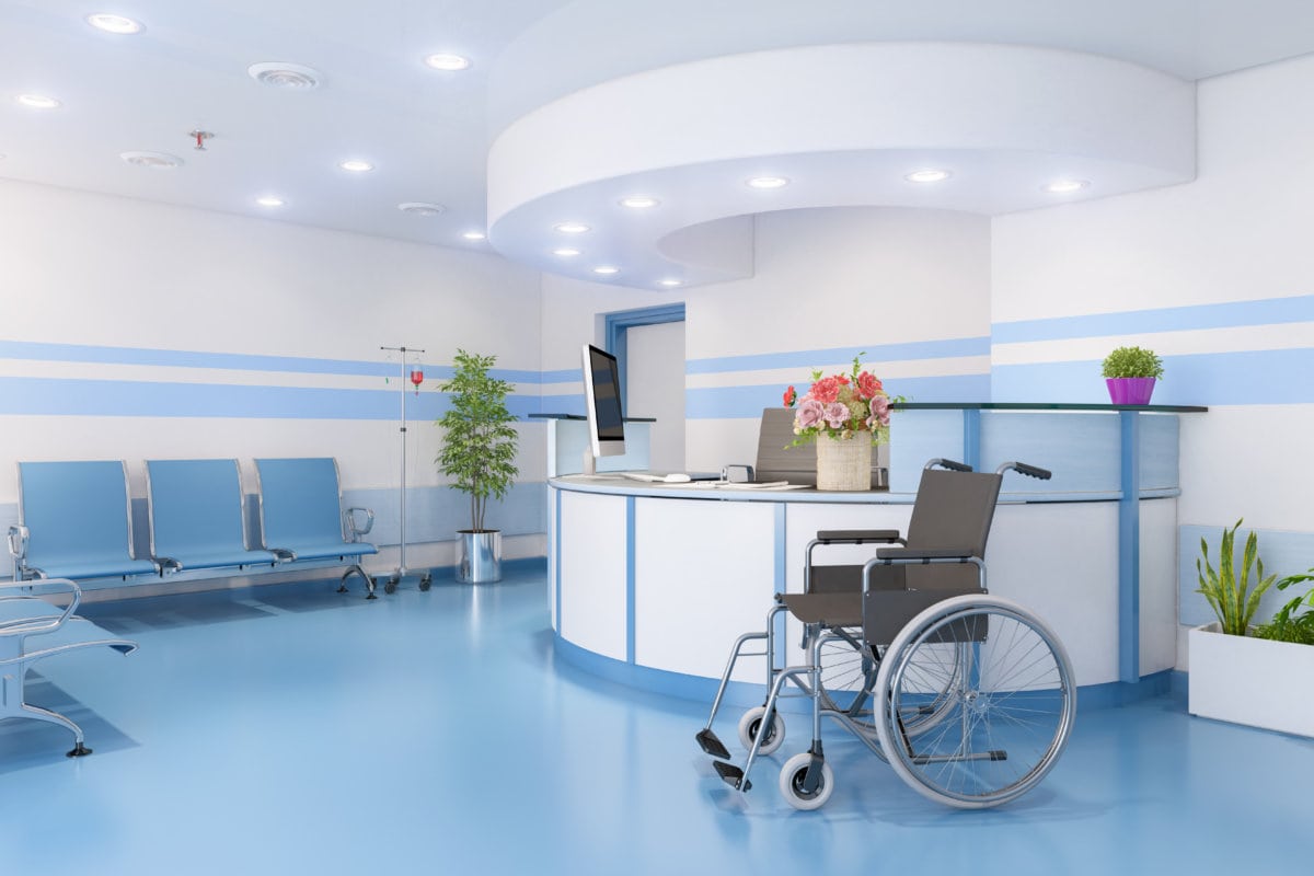 Waiting room with wheelchair